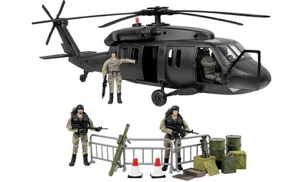 Click N' Play Military Black Hawk Combat Helicopter 30 Pc Play Set W Accessories