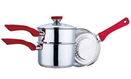 Culinary Edge Saucepan with Double Boiler and Steamer Inserts