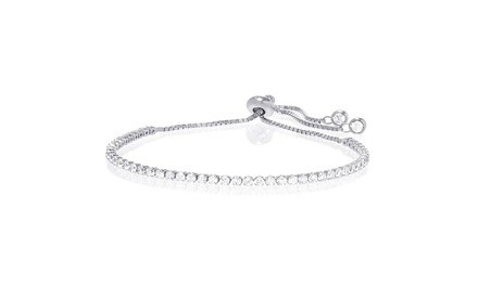 Swarovski Crystal Adjustable Tennis Bracelet in 14K White Gold