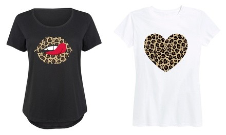 Instant Message Women's Leopard Print Trend Tees. Plus Sizes Available.