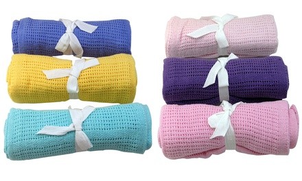 LCM Home Fashions 100% Cotton Cellular Baby Blanket (3-Pack)