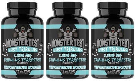 Angry Supplements Monster Test Just Tribulus Men's Testosterone Booster (60-Count; 1-, 2-, or 3-Pack)