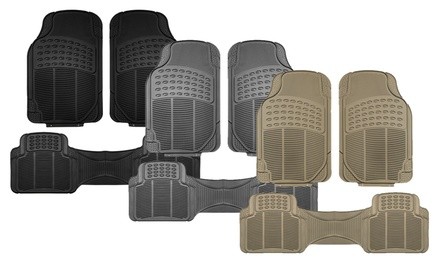 Universal Heavy Duty Waterproof Rubber Floor Mat 3 Piece Set (Multiple Colors)