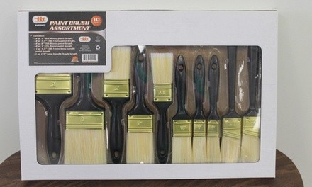 Paint Brush Set with Nylon Bristles (10-Piece)