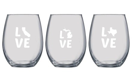 Stemless State Love Wine Glass 15 Oz.