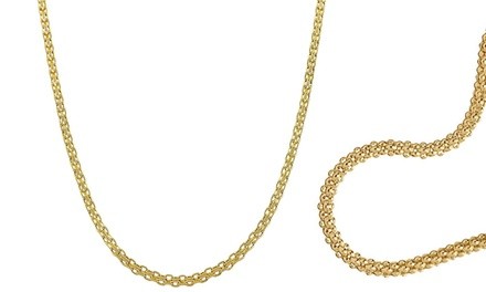 Italian Gold Plated Sterling Silver Bismark Chain Necklace by MORICCI