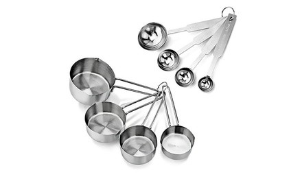 Stainless Steel Measuring Cups and Spoons Set (8-Piece)