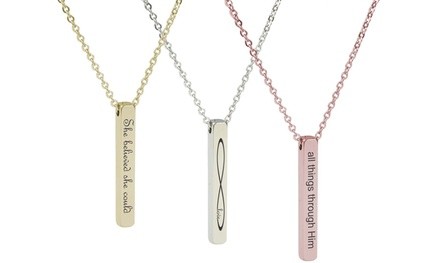 3D Vertical Bar Inspirational Necklace by Pink Box