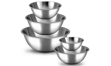 Meal Prep Stainless Steel Mixing Bowls Set (5-Piece) 