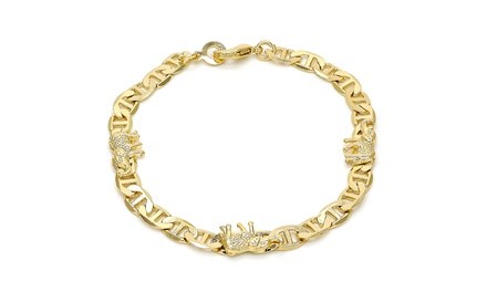 6MM Gold Tone Women Elephant Fancy Bracelet, Mariner Style
