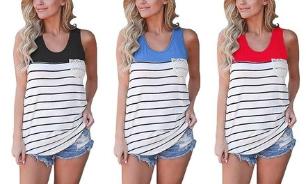 Leo Rosi Avery Striped Tank. Plus Sizes Available.