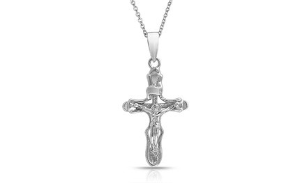 Bling Jewelry 925 Silver Jesus Crucifix Cross Pendant Necklace 16in