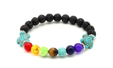 Chakra and Turtle Natural Stone Bead Bracelet by DreamGem