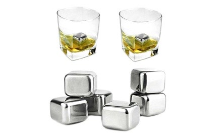 Stainless Steel Whiskey Reusable Chilling Ice Cubes Gifts Set of 6