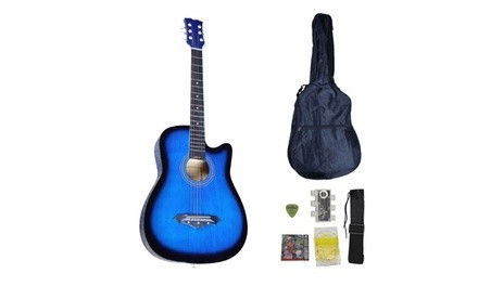 New Beginners Acoustic Guitar With Guitar Case, Strap, Tuner and Pick