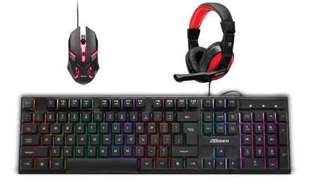 2BOOM Gaming Set (3-Piece) with Headset, Keyboard, and Mouse