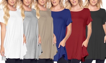 Isaac Liev Women's Flowy Tops with Side Pockets (3-Pack). Plus Sizes Available.