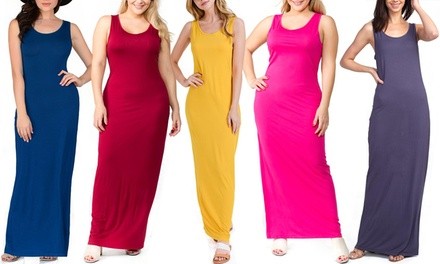 Style Clad Women's Solid Tank Maxi Dress. Plus Sizes Available.