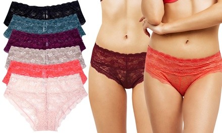 Women's Stretch and Corded Floral Lace Panties (6-Pack)