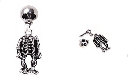 Tragus Piercing 316L Surgical Steel Two-Piece Skeleton Dangle Earring 16g pair