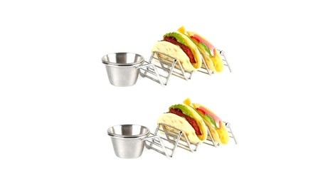 2 Pack Taco Holder with Salsa Guacamole Cup Premium Stainless Steel