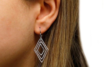  Sterling Silver Graduated Marquise Drop Earrings