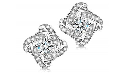 Ladies' Love Knot Crystal Stud Earrings Made with Swarovski Elements