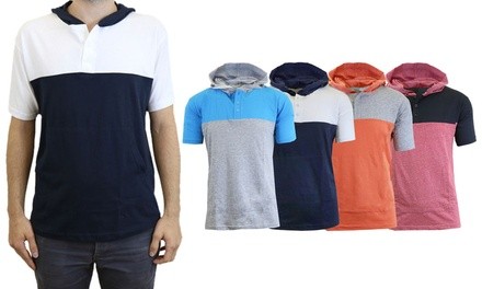 Galaxy by Harvic Men's Short Sleeve Henley Pullover Hoodies (3-Pack). Extended Sizes Available.