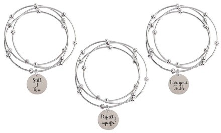 Stackable Inspirational Bangles by Pink Box (3-Piece)