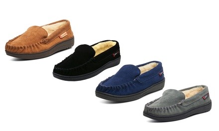 Alpine Swiss Men's Suede Slip-On Moccasin Slippers