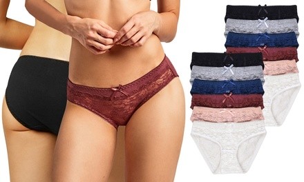 Women's Lace Front Bikini Panties (12-Pack)