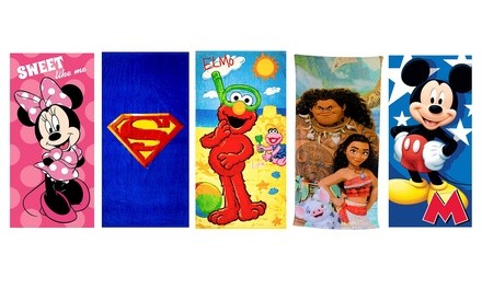 Kids' Characters 100% Cotton Beach Towel (1- or 2-Pack)