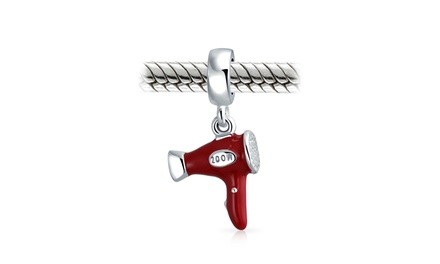 Heat It Up Hairdryer 925 Silver Enamel Bead Charm