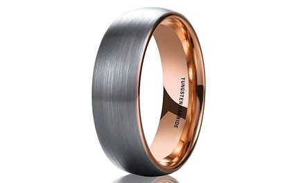 Classic Rose Gold Domed Tungsten Carbide Wedding Band Ring