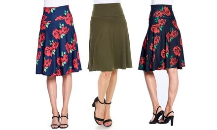 Isaac Liev Women's Fold-Over Midi Skirt. Plus Sizes Available.