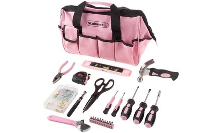 Stalwart 123-Piece Pink Hand Tool Kit with Carrying Bag
