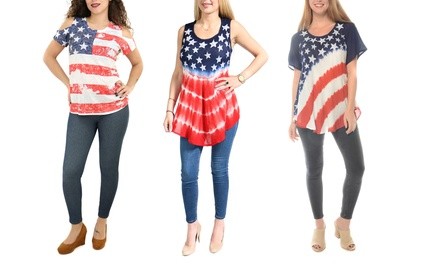 American Flag Star and Stripe Print Top or Tunic