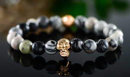 Natural Egyptian Skull Obsidian Stretch Bracelet by Peermont