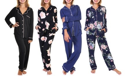 Angelina Women's Classic Long Sleeve Pajama Set. Plus Sizes Available.