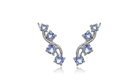 Sterling Silver Tanzanite Vine Climber Crawler Earrings