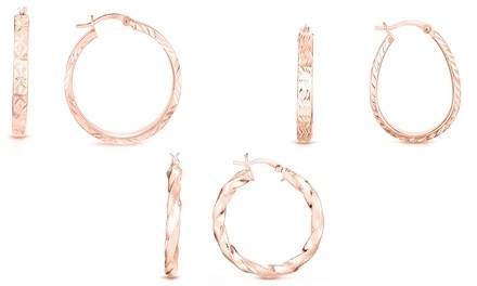 18K Rose Gold Plating Over Sterling Silver Hoop Collection by Verona