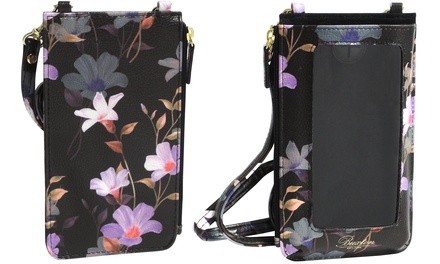 Buxton Midnight Floral Wearable RFID Cellphone Pocket