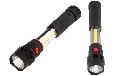 Stalwart 2-in-1 COB LED Telescoping Work Light Flashlight with Magnet