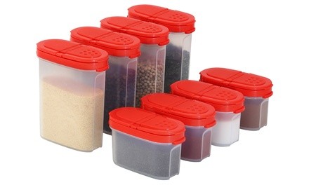 Plastic Spice Containers with 2-Way Shaker Lids (4- or 8-Pack)