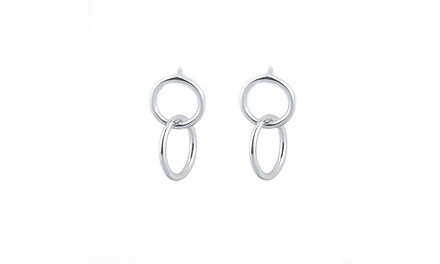 Sterling Silver Hoop Link Dainty Earrings by Amy & Annette