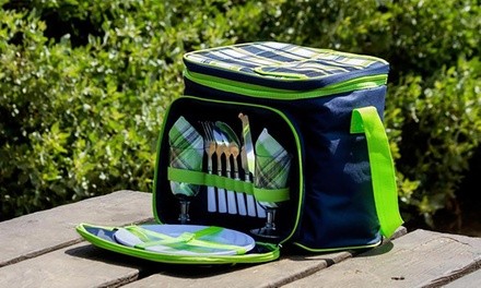 Imperial Home Insulated Cooler Picnic Bag with Flatware Set (16-Piece)