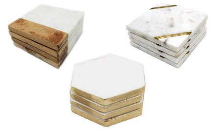 Luxurious Marble Coaster Set (4-Piece; Multiple Options Available)