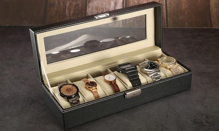 iMounTEK 6-Slot Wrist Watch Display Box Organizer (Leather or Wooden)
