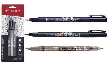 Tombow Fudenosuke Brush Pen, 3 Pack