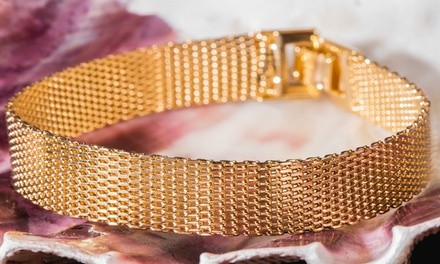 18K Gold Plated Gold Meshed Bracelet by Sevil